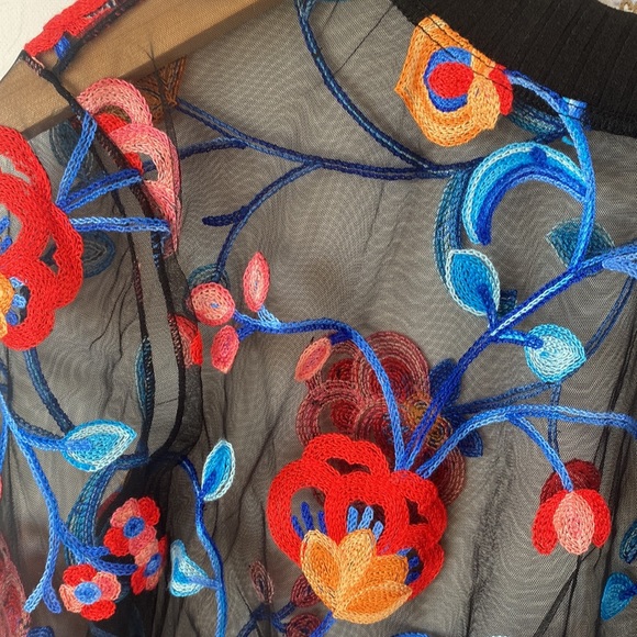 (A4c) NEW Cosmopolitan x Dress the Population Floral Sheer crop, Sz Small, NWOT - Picture 5 of 11